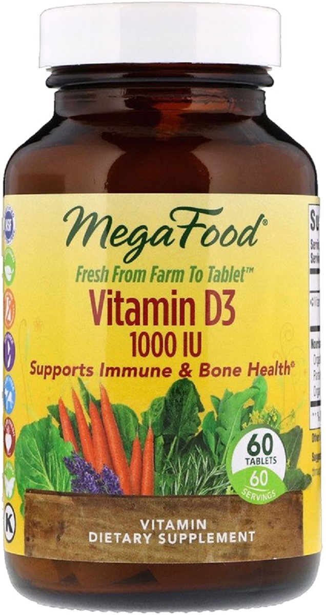 

Витамин D3 1000 IU, Vitamin D3, Mega Food 60 таблеток (51494101148)