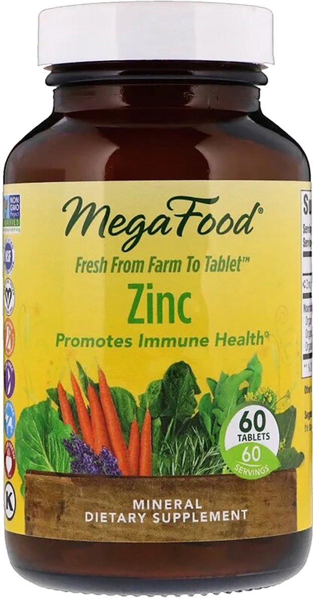 

Цинк, Zinc, Mega Food 60 таблеток (51494101889)