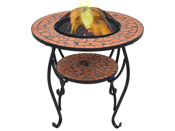 

Vidaxl Mozaikowe Palenisko Ze Stolikiem, Czarno-Białe, 68 Cm, Ceramika 46725