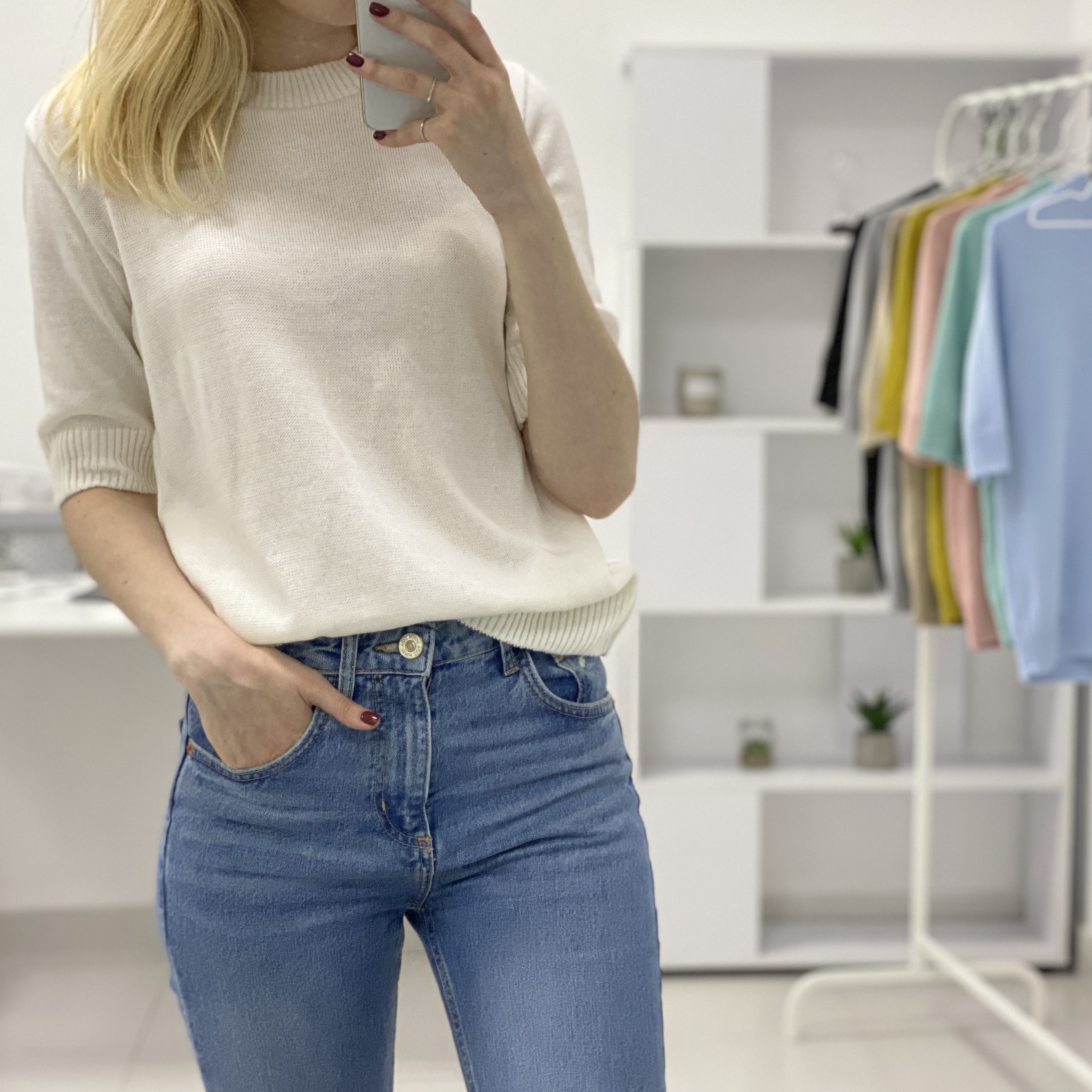 

Кофта Ribrand без горла з коротким рукавом XL Молочный