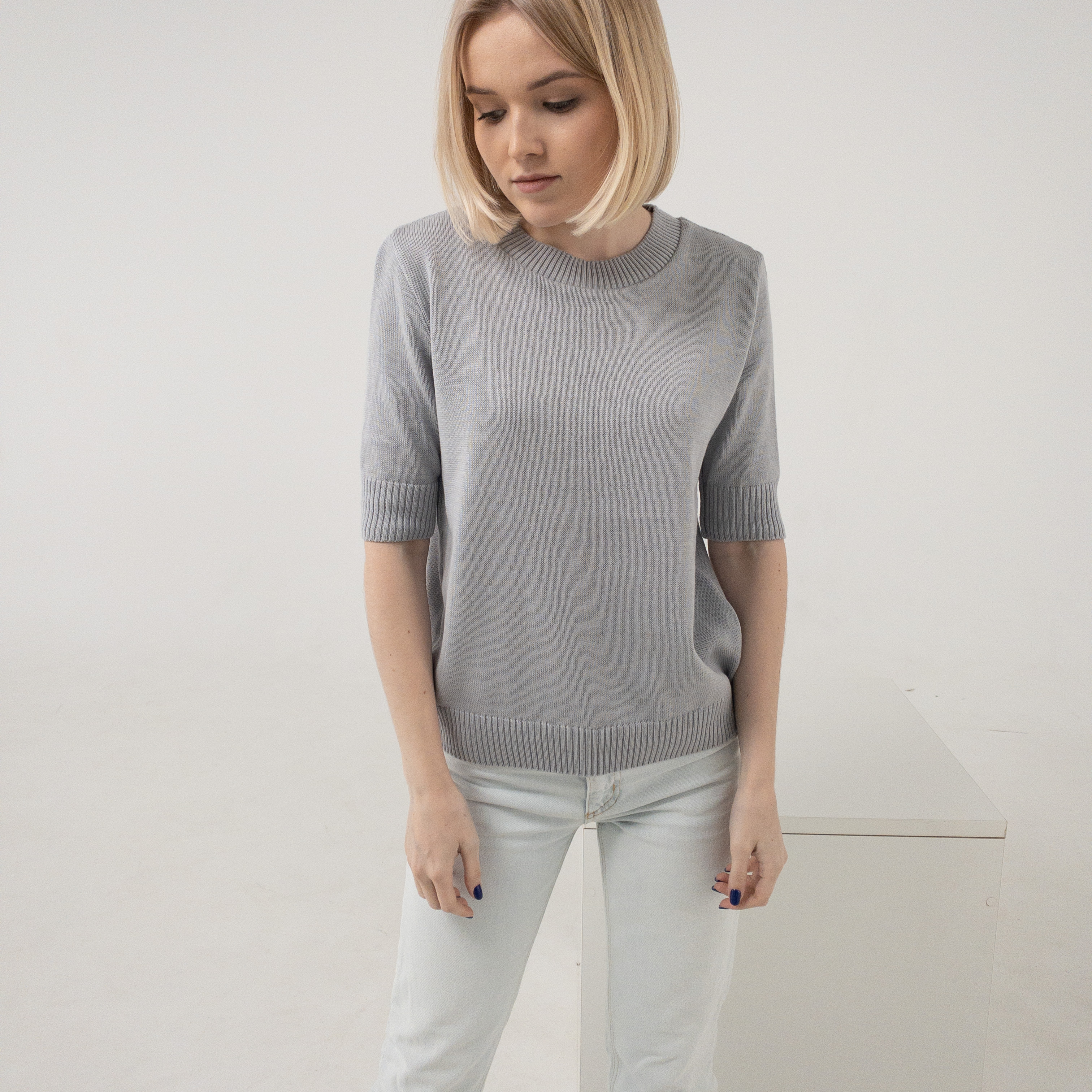 

Кофта Ribrand без горла з коротким рукавом 2XL Серый пастель