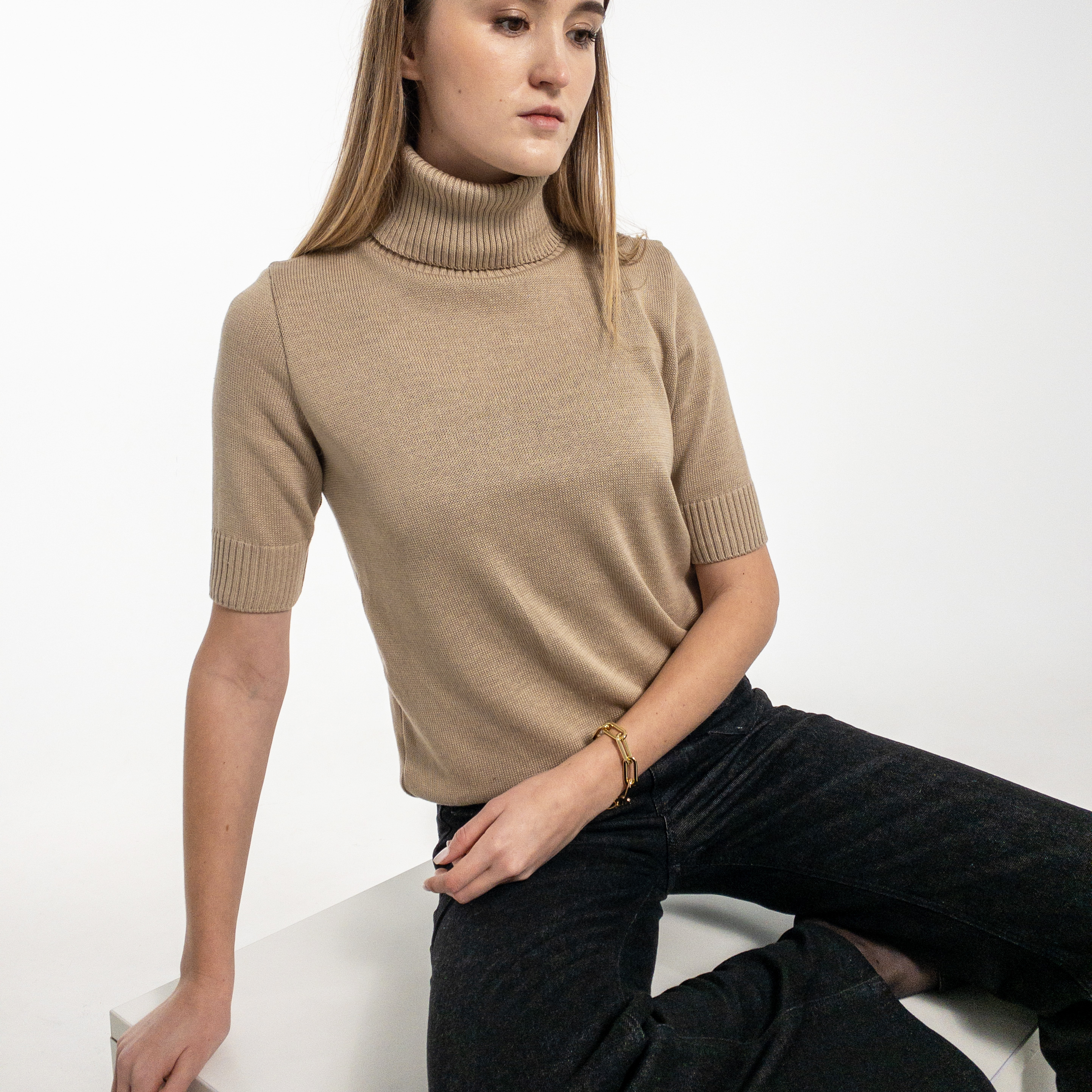

Кофта Ribrand з горлом та коротким рукавом XL Кэмел