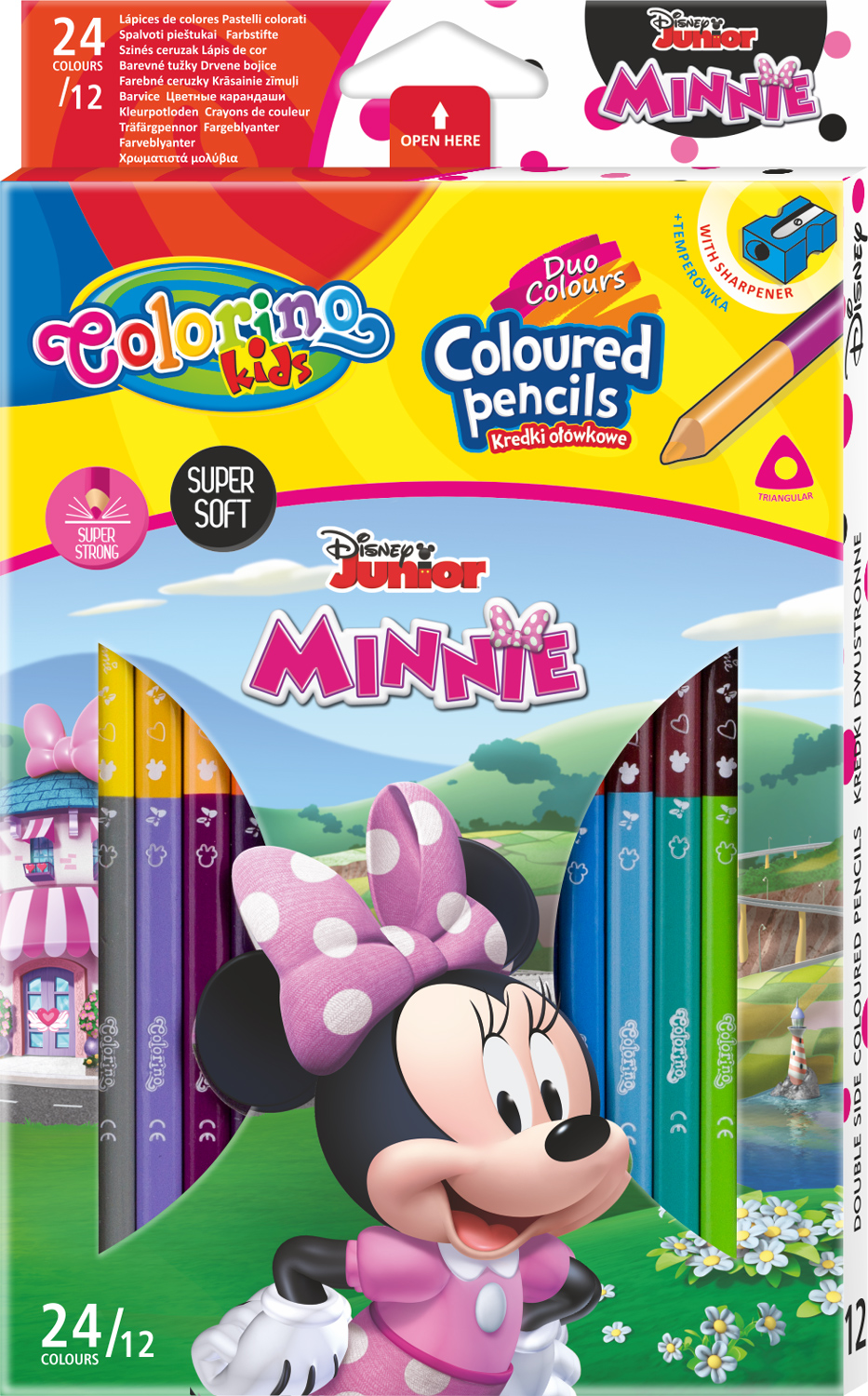 

Карандаши цветные Colorino Minnie Duo Colors двухсторонние + точилка 24 цвета 12 шт (90621PTR) (5907620190621)