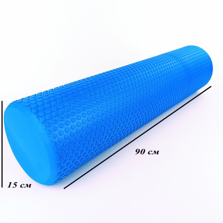 

Массажный валик FitMagic Foam Roller EVA 90 см структурный ролик для массажа спины и мыщц тела синий