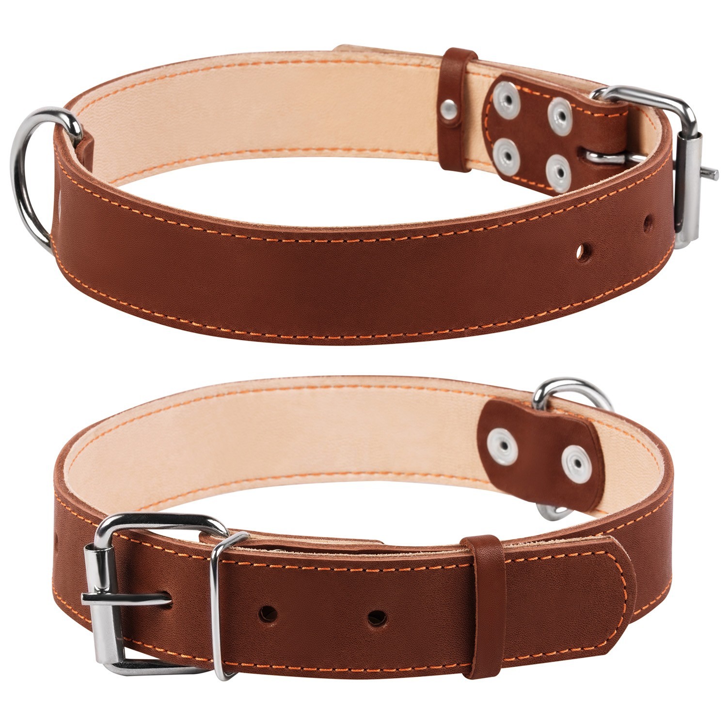 

Ошейник COLLAR двойной ширина 35 мм длина 47 62 см коричневый 0279