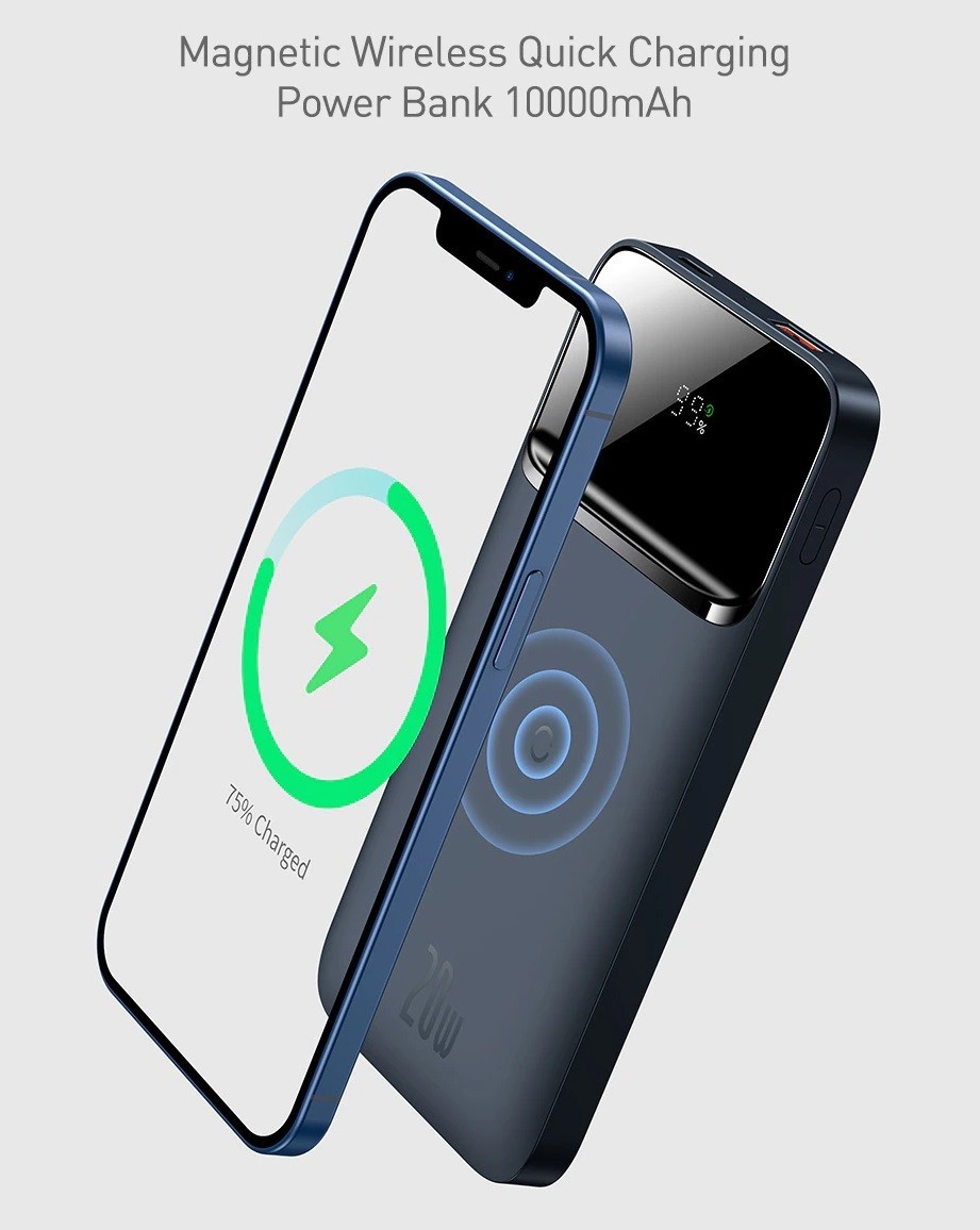 

Павербанк Baseus Magnetic wireless Quick Charge 10000mAh 20W для iPhone 12|12 Pro|Max|Watch| AirPods| iPad| Samsung| Xiaomi| Huawei| Lenovo| Oppo| Meizu