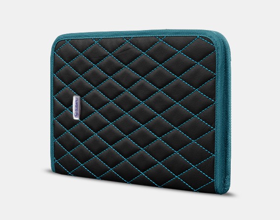 

Органайзер для документов А4 Subaru от Carbag Черный с бирюзовой строчкой и бирюзовой окантовкой