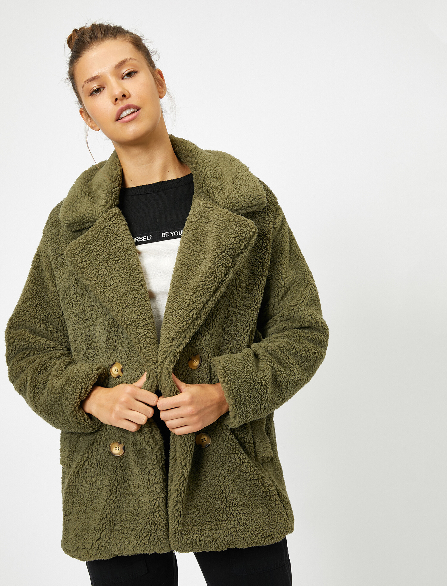 

Эко полушубок Koton 0KAL58155OW-801 40 Khaki