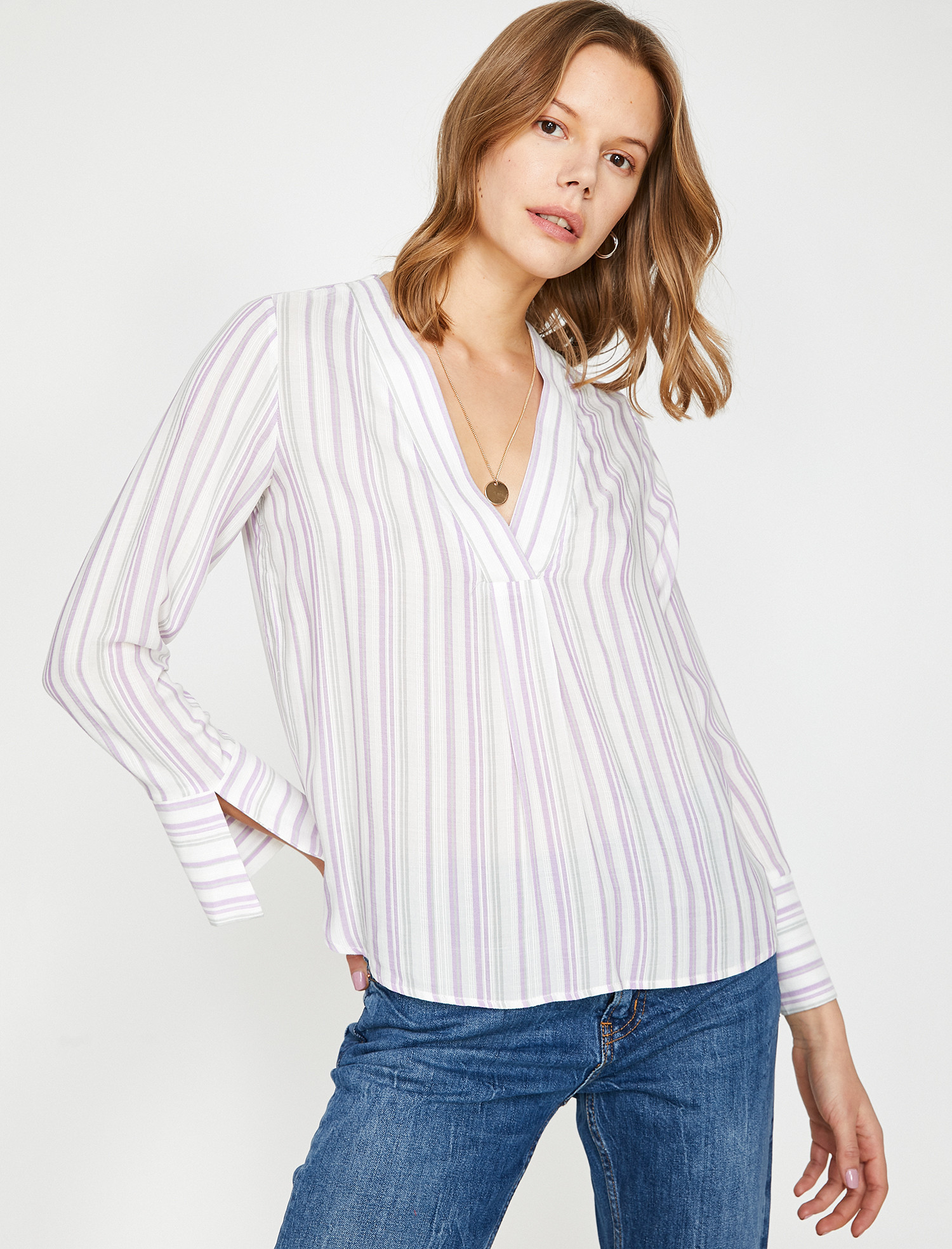 

Блузка Koton 9YAK68550PW-03Z  Aubergine Stripe, Блузка Koton 9YAK68550PW-03Z 40 Aubergine Stripe