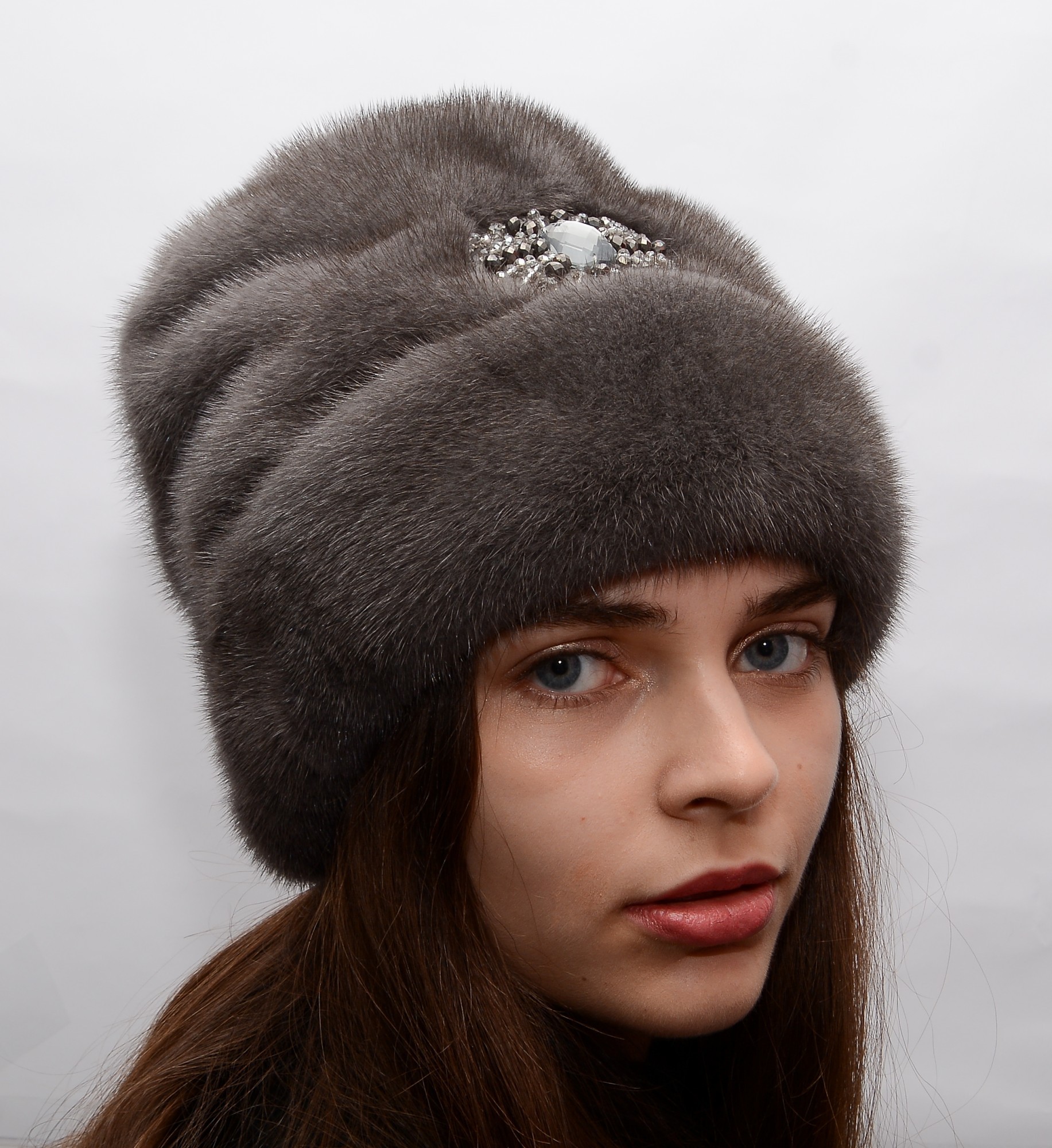 

Шапка норковая Меховой Стиль Рукавичка 54-60 Графит (074/J)