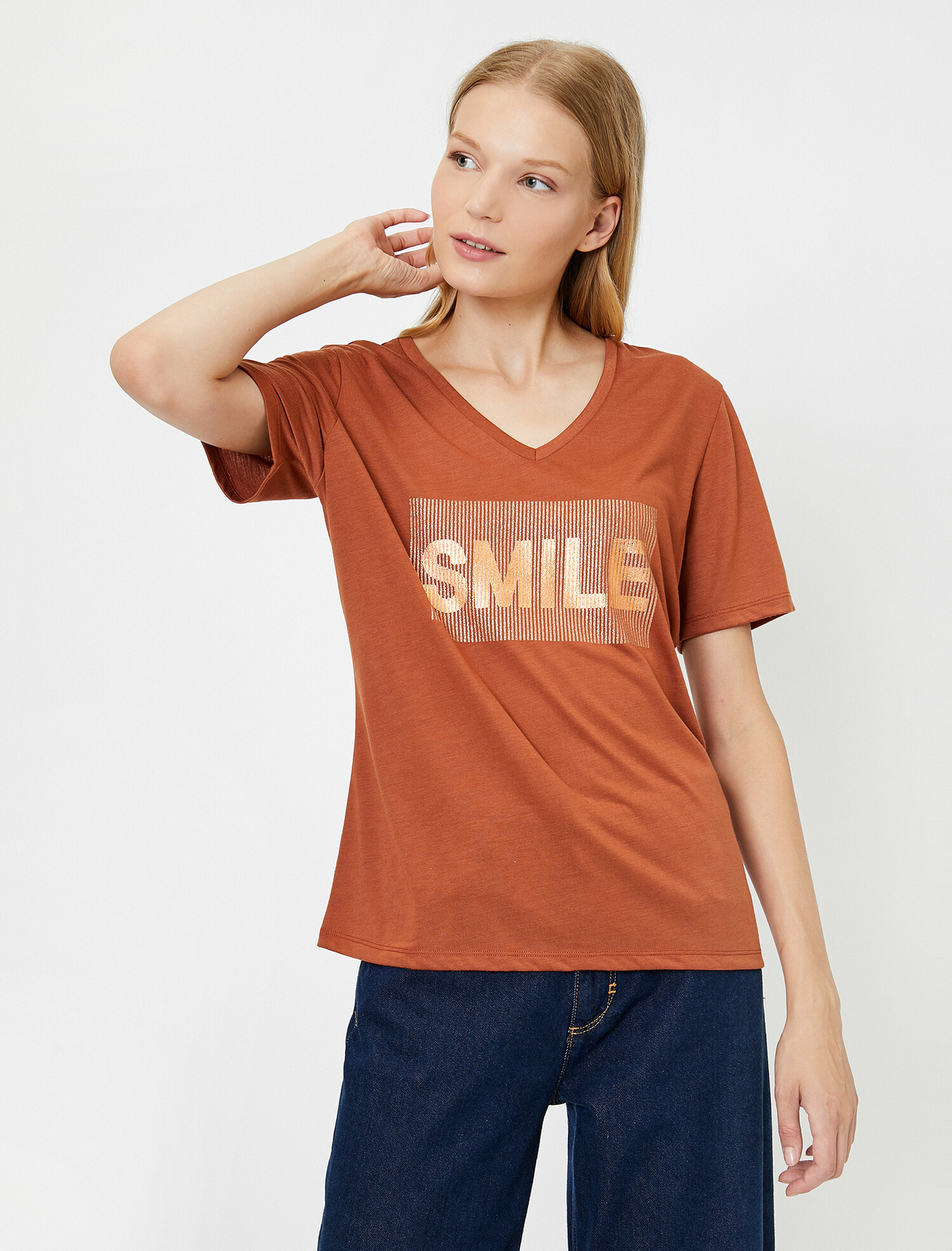 

Футболка Koton 0KAK13717EK-SK3  .Brown, Футболка Koton 0KAK13717EK-SK3 L L.Brown