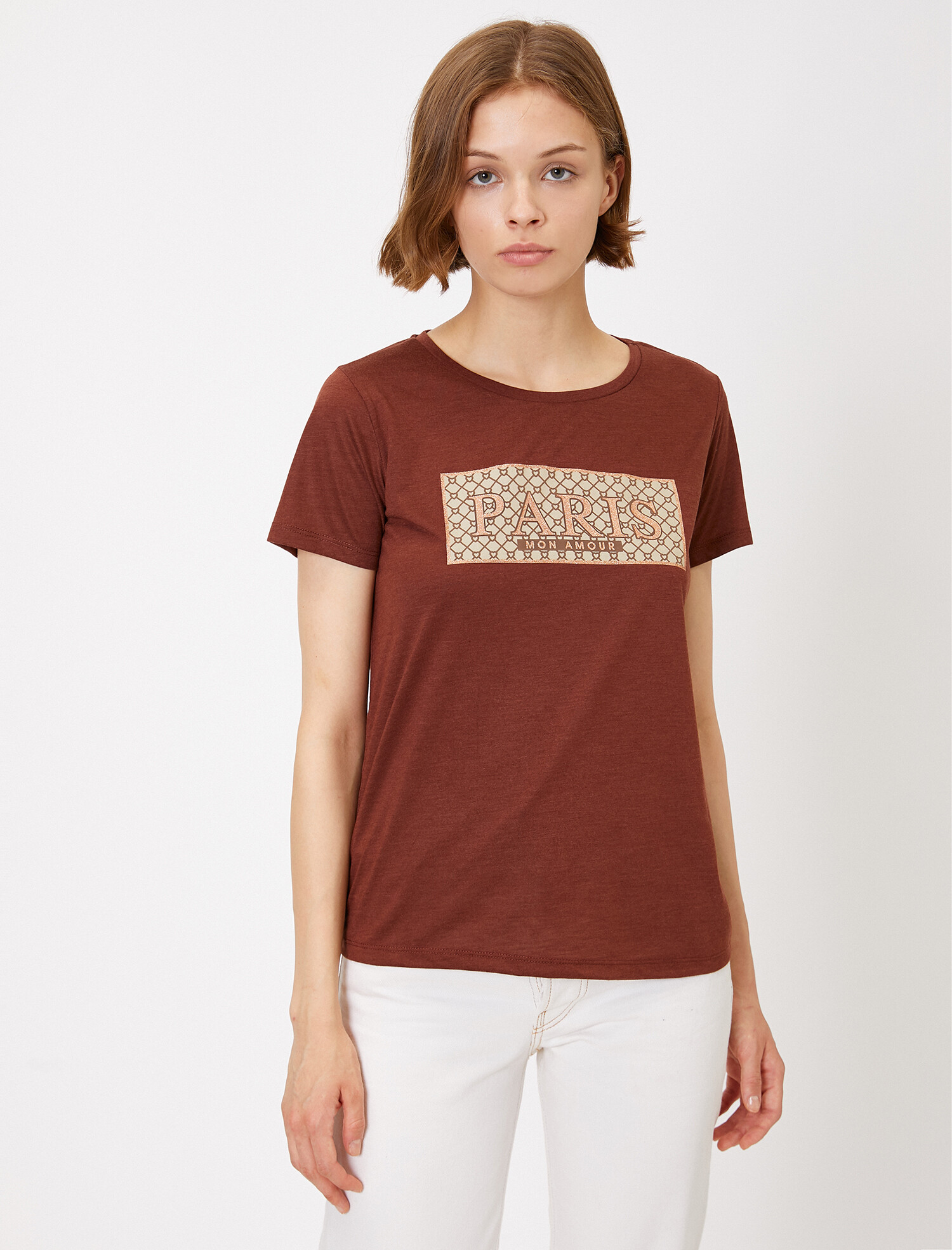 

Футболка Koton 0KAK13909OK-SK4  D.Brown, Футболка Koton 0KAK13909OK-SK4 M D.Brown