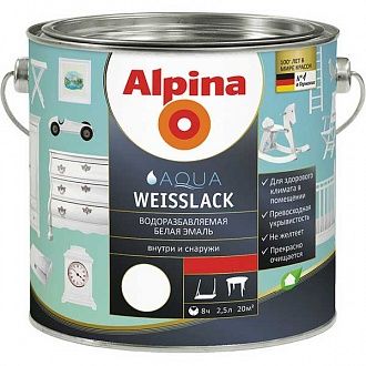 

Эмаль Alpina Aqua Weisslack глянцевая Baza 1 Белая колеруется в любой цвет 2.5 л (alp_910897)