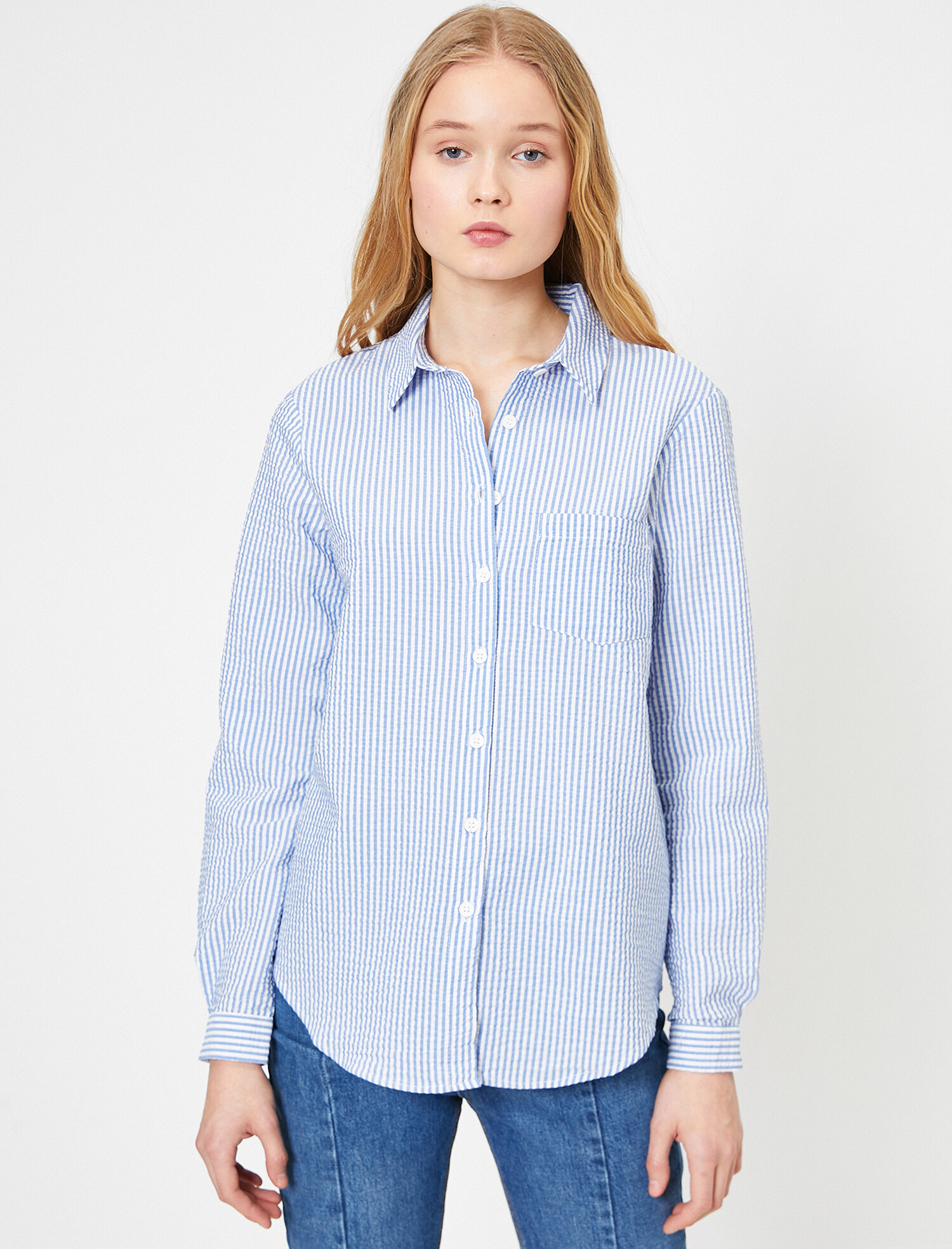 

Рубашка Koton 0YAL68380OW-01J 38 Blue Stripe