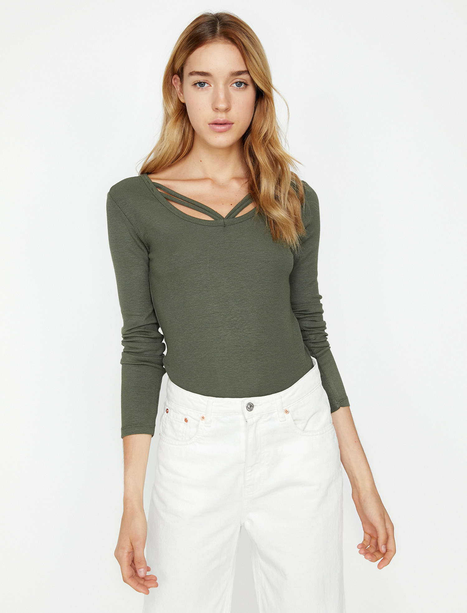 

Лонгслив Koton 9KAK13055OK-801 S Khaki