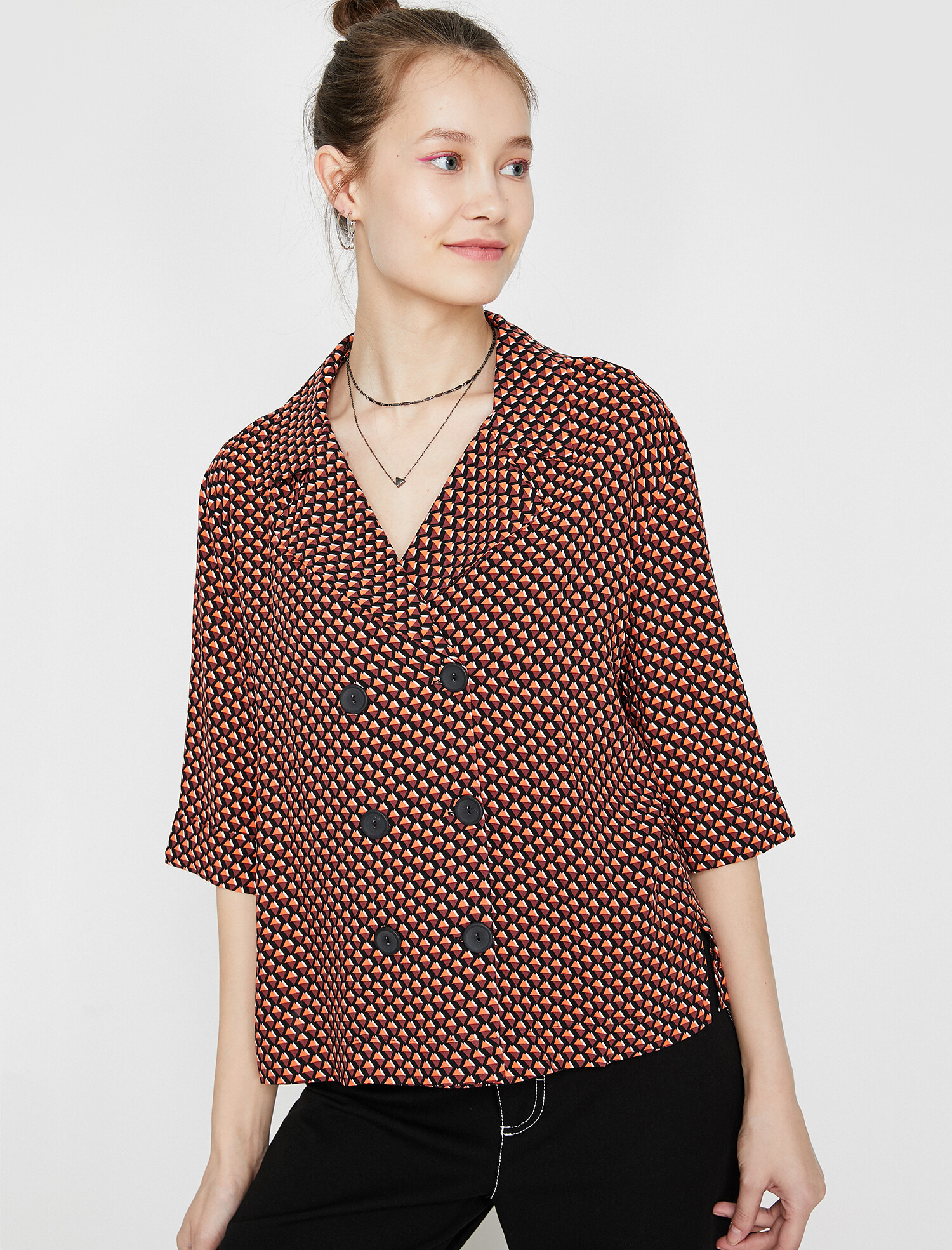 

Блузка Koton 9KAL61376QW-02H  Brown Design, Блузка Koton 9KAL61376QW-02H 34 Brown Design