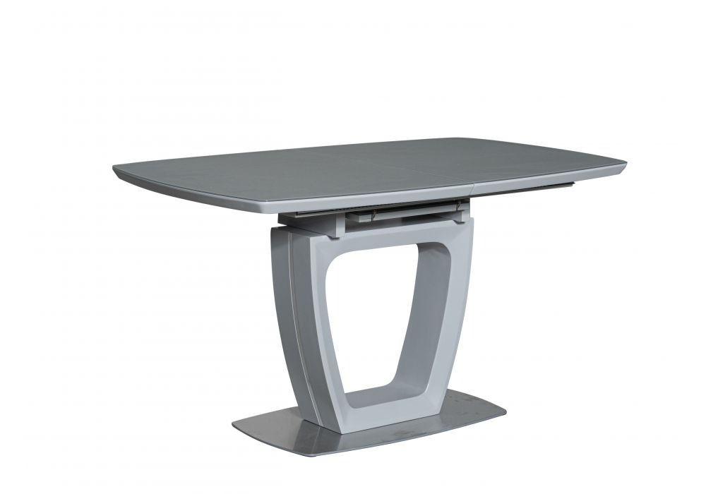

Раскладной обеденный стол в гостиную, кухню Arizona 85х140(+40) стекло + МДФ/нержавеющая сталь + МДФ серый цвет Евродом