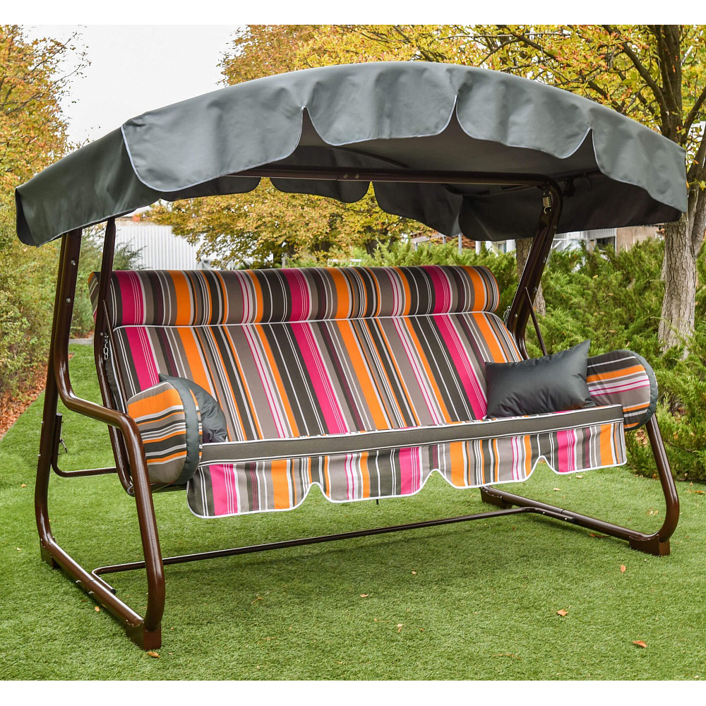 

Качели садовые раскладные четырехместные Интерно Премиум 200 см с мягким подголовником цвет Украинские конструкции