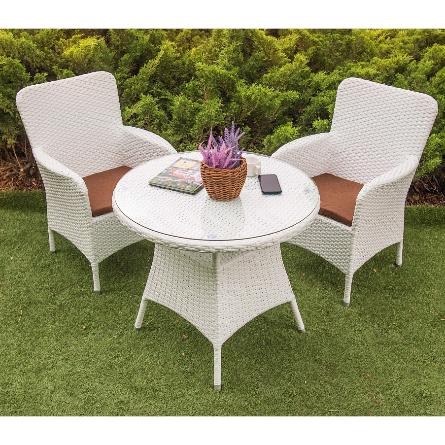 

Комплект садовой мебели из искусственного ротанга Лион белый цвет Украинские конструкции