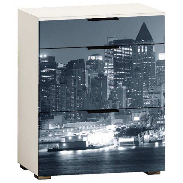 

Тумбочка для обуви в прихожую из ДСП Тренд 1Ш.2Д.700 белый фотопринт Ночной город цвет Комфорт Мебель