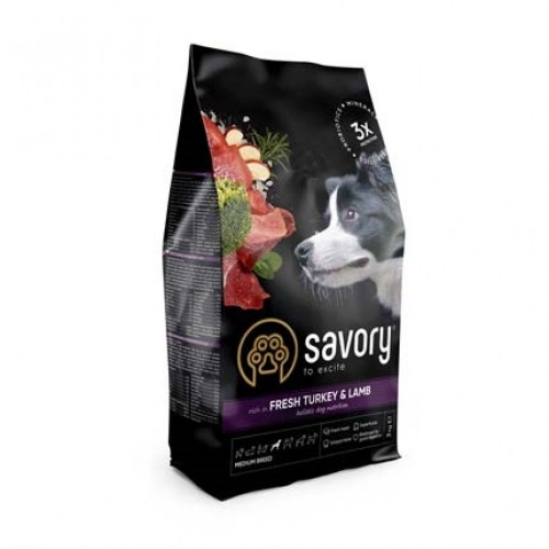 

Savory Medium Breed rich in Fresh Turkey&Lamb для собак средних пород 3 кг, 1111162979