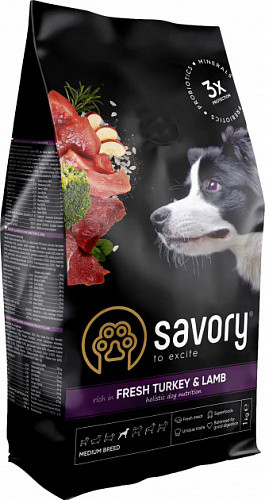 

Savory Large Breed Turkey & Lamb - корм для собак крупных пород индейка и ягненок 12 кг, 1111162982