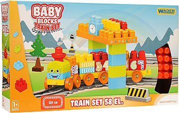 

Конструктор "Baby Blocks" Мои первые кубики, железная дорога 2,24м, 58 шт. - Wader (20-772646)