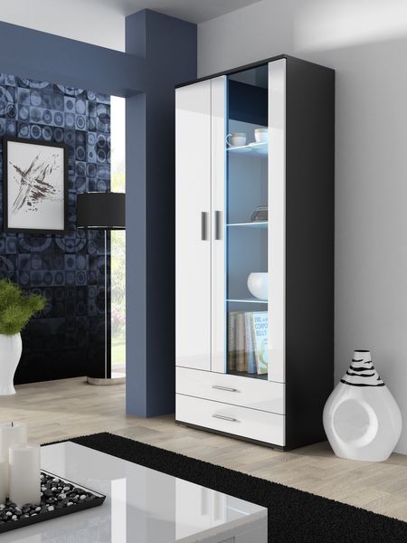 

Витрина в зал CAMA SOHO S6 2D2S Черный мат/Белый глянец с подсветкой Польша