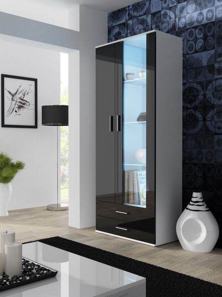 

Витрина в гостиную CAMA SOHO S6 2D2S Белый мат/Черный глянец с подсветкой Польша
