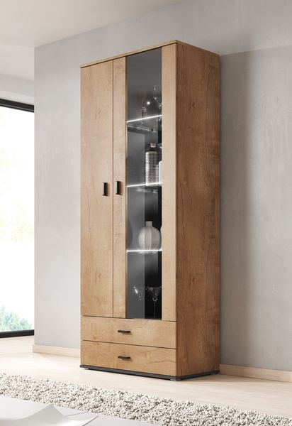 

Витрина в спальню CAMA SOHO S6 2D2S Дуб лефкас/Черный мат с подсветкой Польша