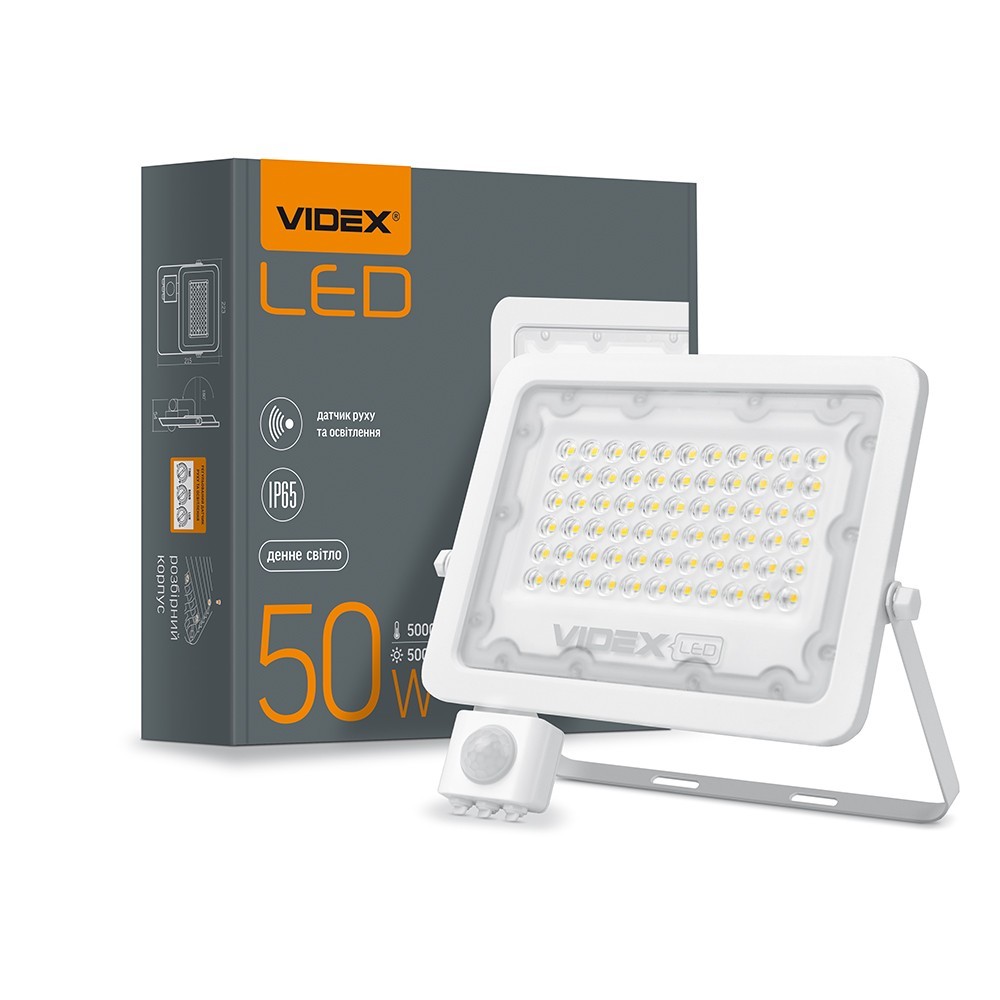 

LED прожектор VIDEX F2e 50W 5000K с датчиком движения и освещенности