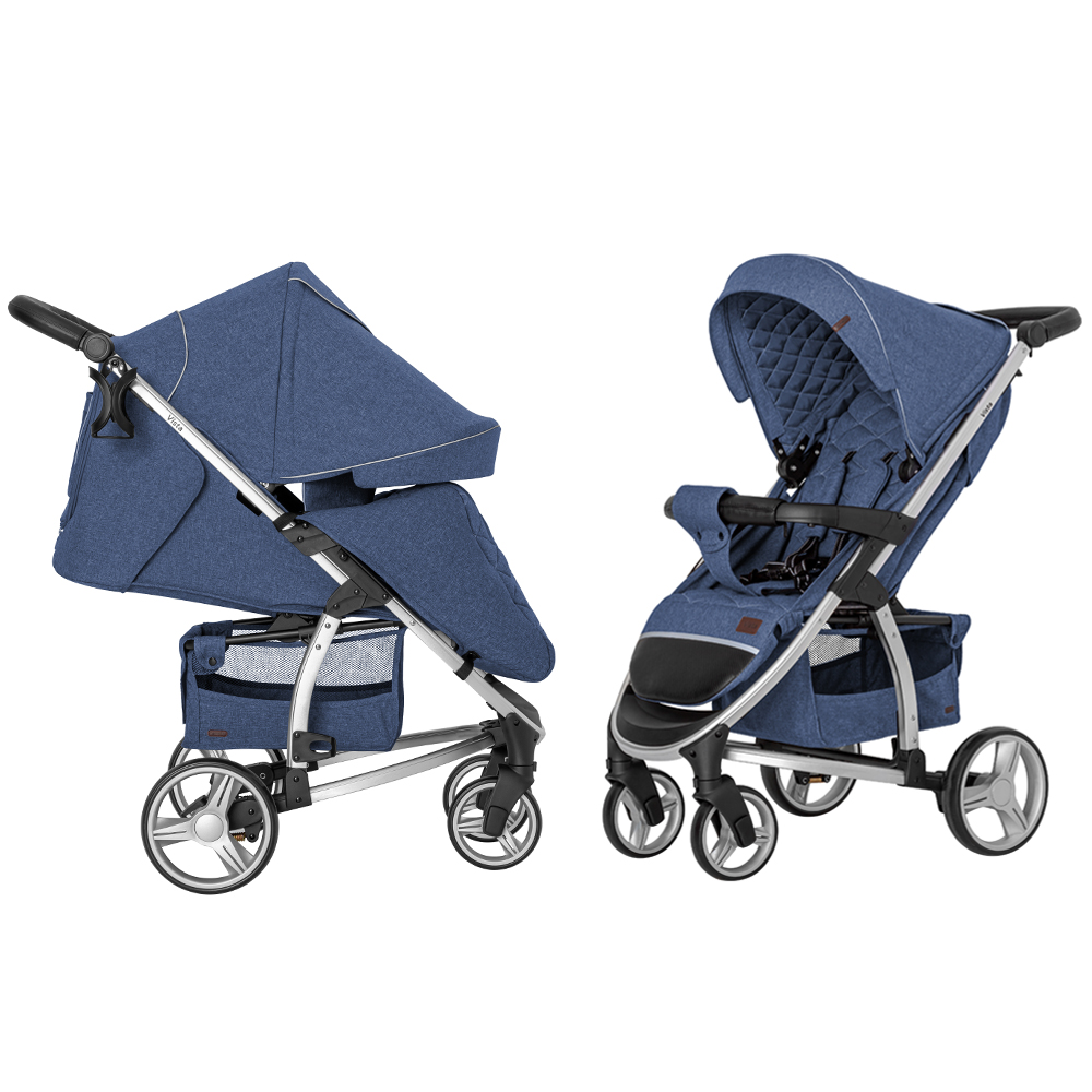 

Коляска прогулочная Carrello Vista CRL-8505 Denim Blue в льне + дождевик L и чехол на ножки