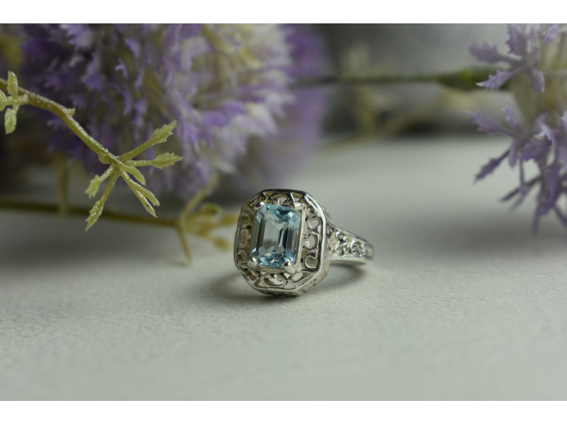 

Серебряное кольцо 925 пробы с Голубой Шпинелью Sky Jewelry 001118