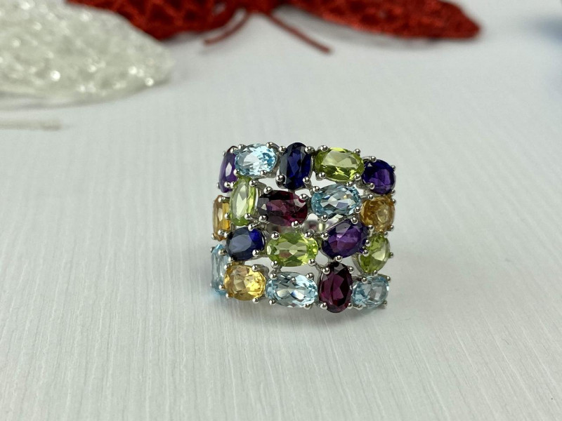 

Серебряное кольцо с Натуральными камнями 925 проба Натуральный Sky Jewelry 001876