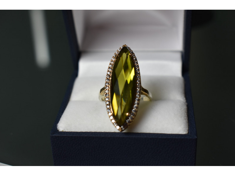 

Серебряное кольцо 925 пробы с Зеленым Кварцем Sky Jewelry 000813