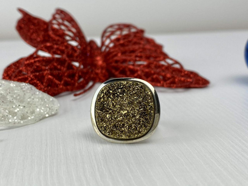 

Серебряное кольцо с Марказитом 925 проба *Золотой Марказит* Натуральный Sky Jewelry 001870