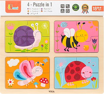 

Пазл "Насекомые" 4 в 1 - Viga Toys (20-562925)