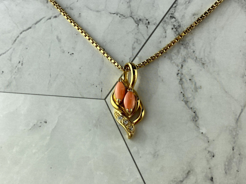 

Цепочка с Кулоном в позолоте Коралл и Фианиты Sky Jewelry 002073