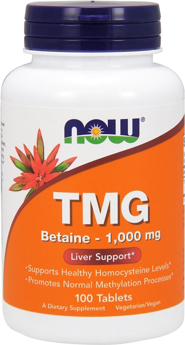 

Триметилглицин, ТМГ, TMG, Now Foods 1000 мг, 100 таблеток (733739004949)