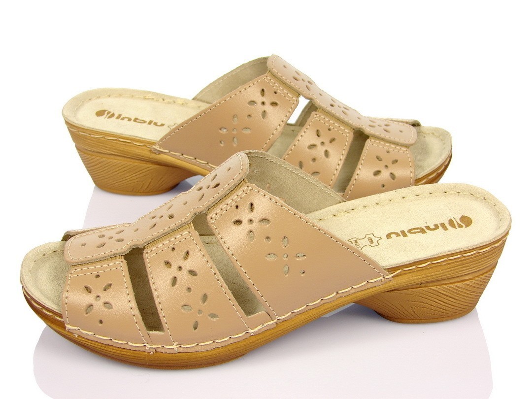 

Шлепанцы Inblu NE19CH кожаные с открытыми пальцами 40р-25,5см Бежевый