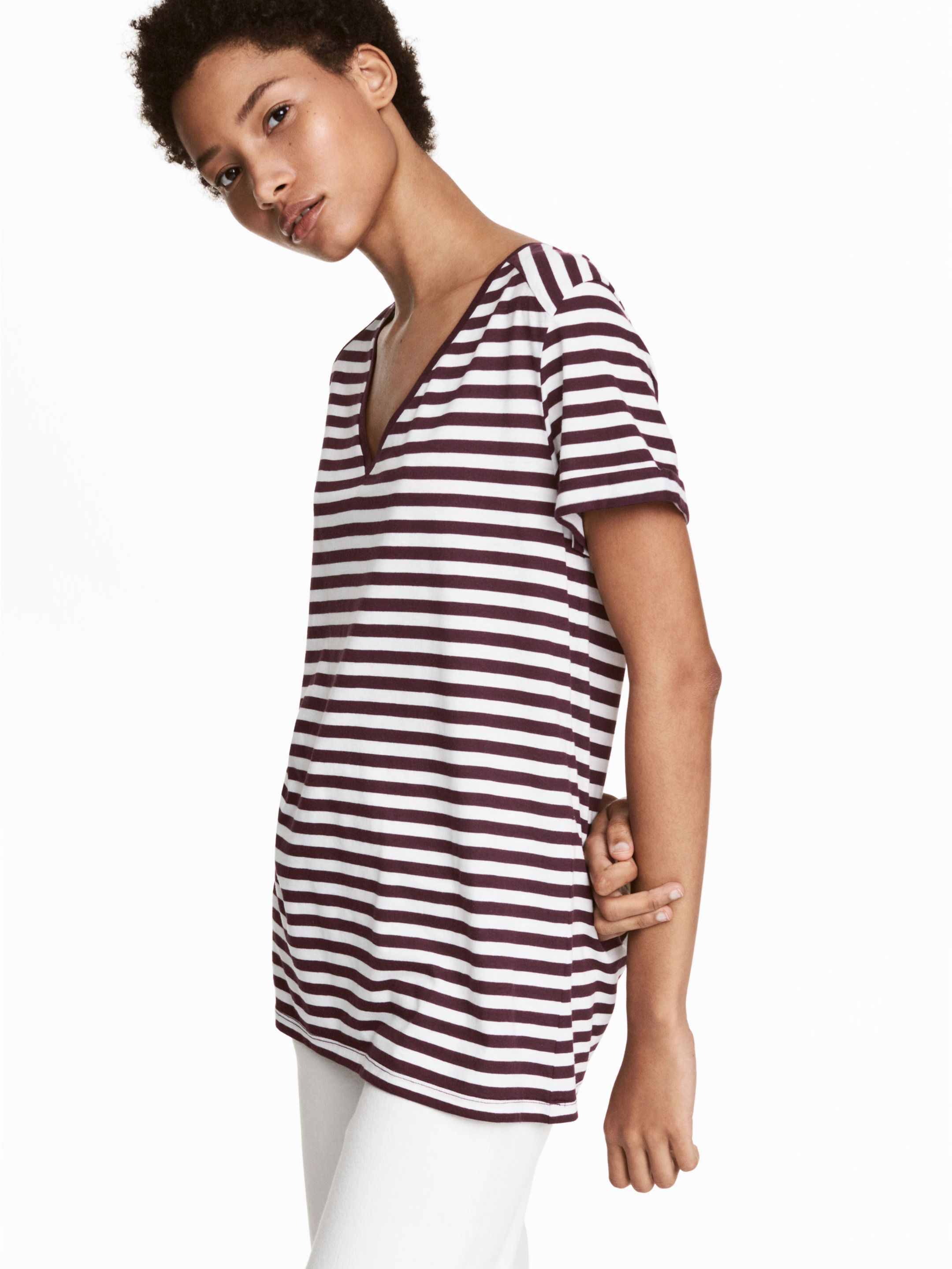 

Футболка H&M 5387046-ABSA XS Белая с бордовым
