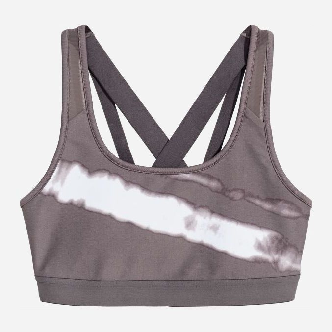 

Спортивный топ H&M 6144297-AAXA L Серый с белым