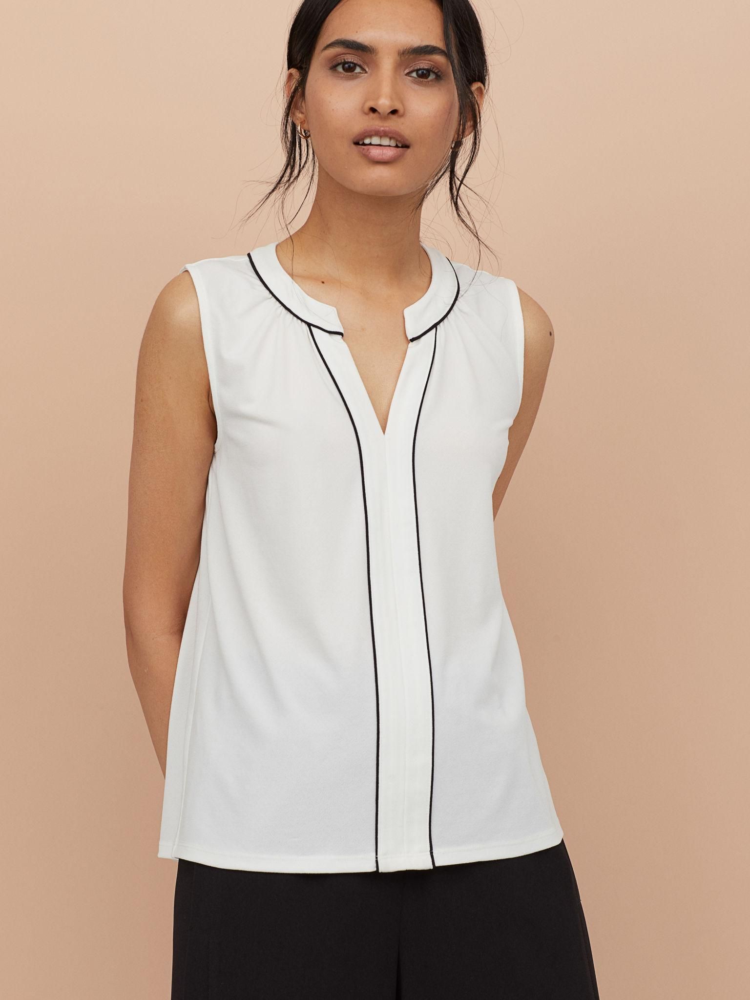 

Блузка H&M 6323078-ABBE L Белая с черным