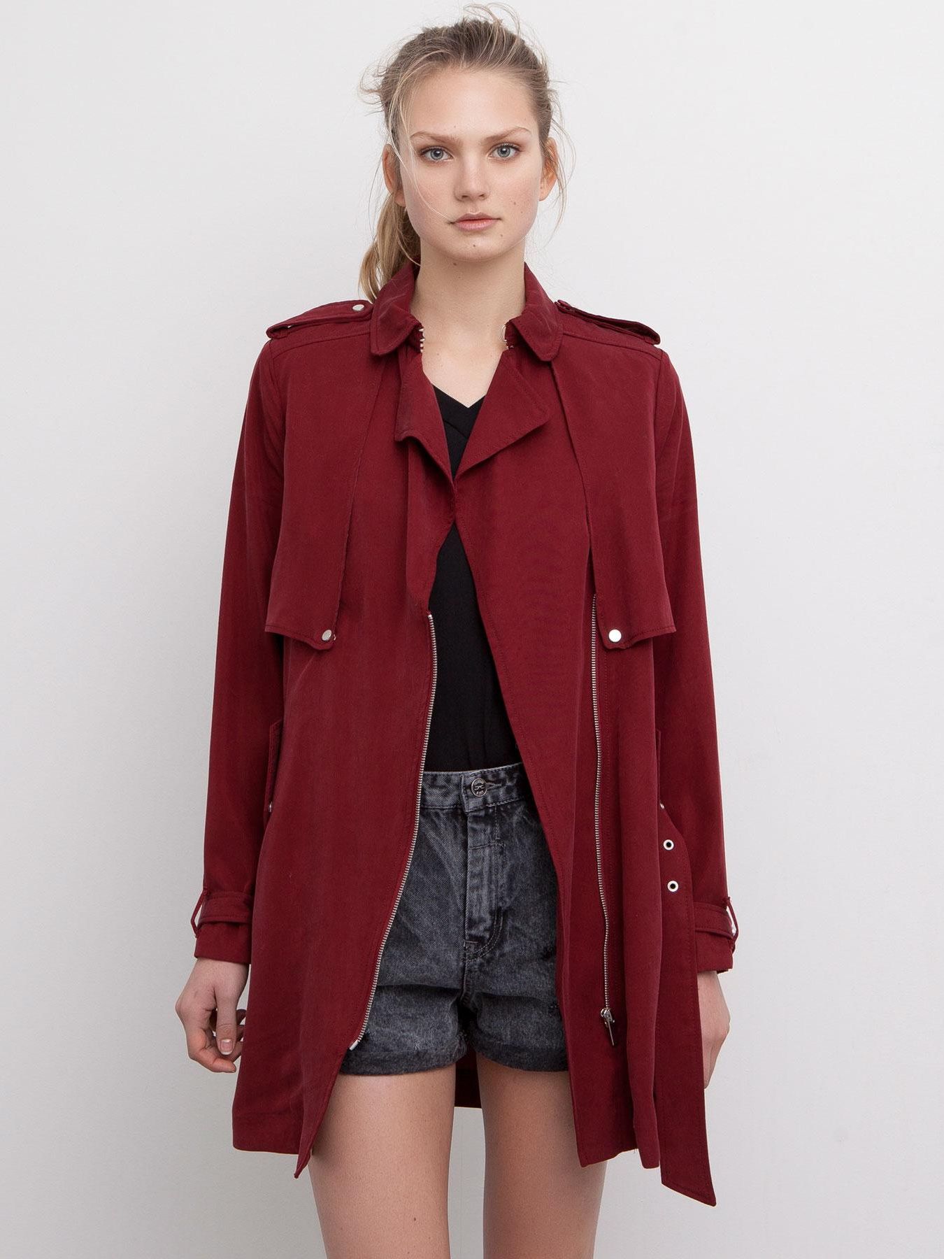 

Тренч Pull & Bear 5715/313/605-ACUK M Бордовый
