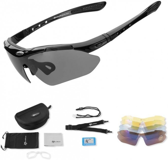 

Спортивные очки RockBros Original Polarized 5 линз UV400 велосипедные Черные