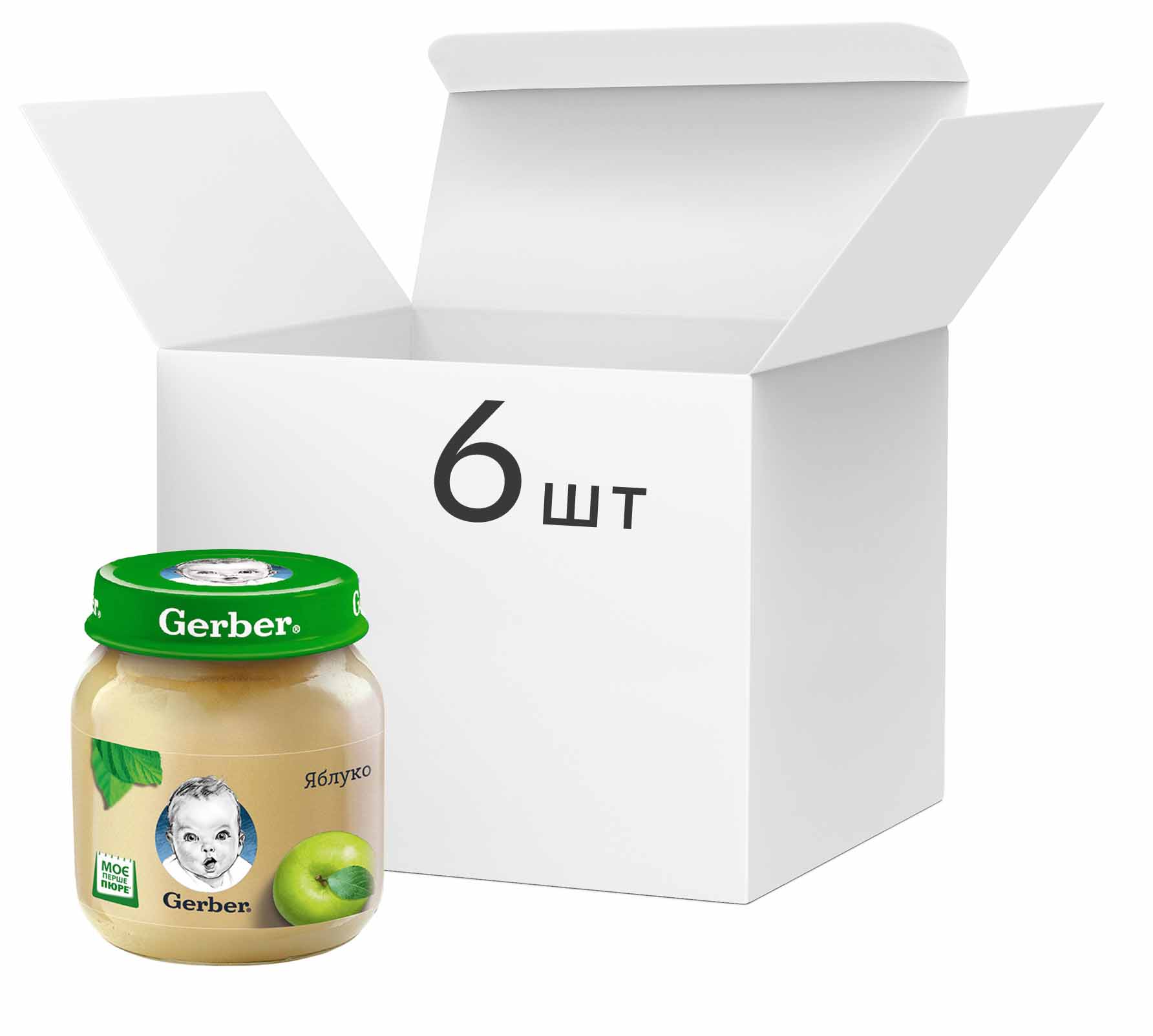 

Упаковка фруктового пюре Gerber Яблоко с 6 месяцев 130 г х 6 шт (7613287166913)
