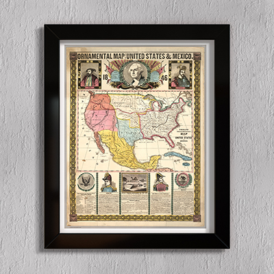 

Принт на стекле Artel «Орнаментальная карта США и Мексики 1846 г.» 36 x 28см