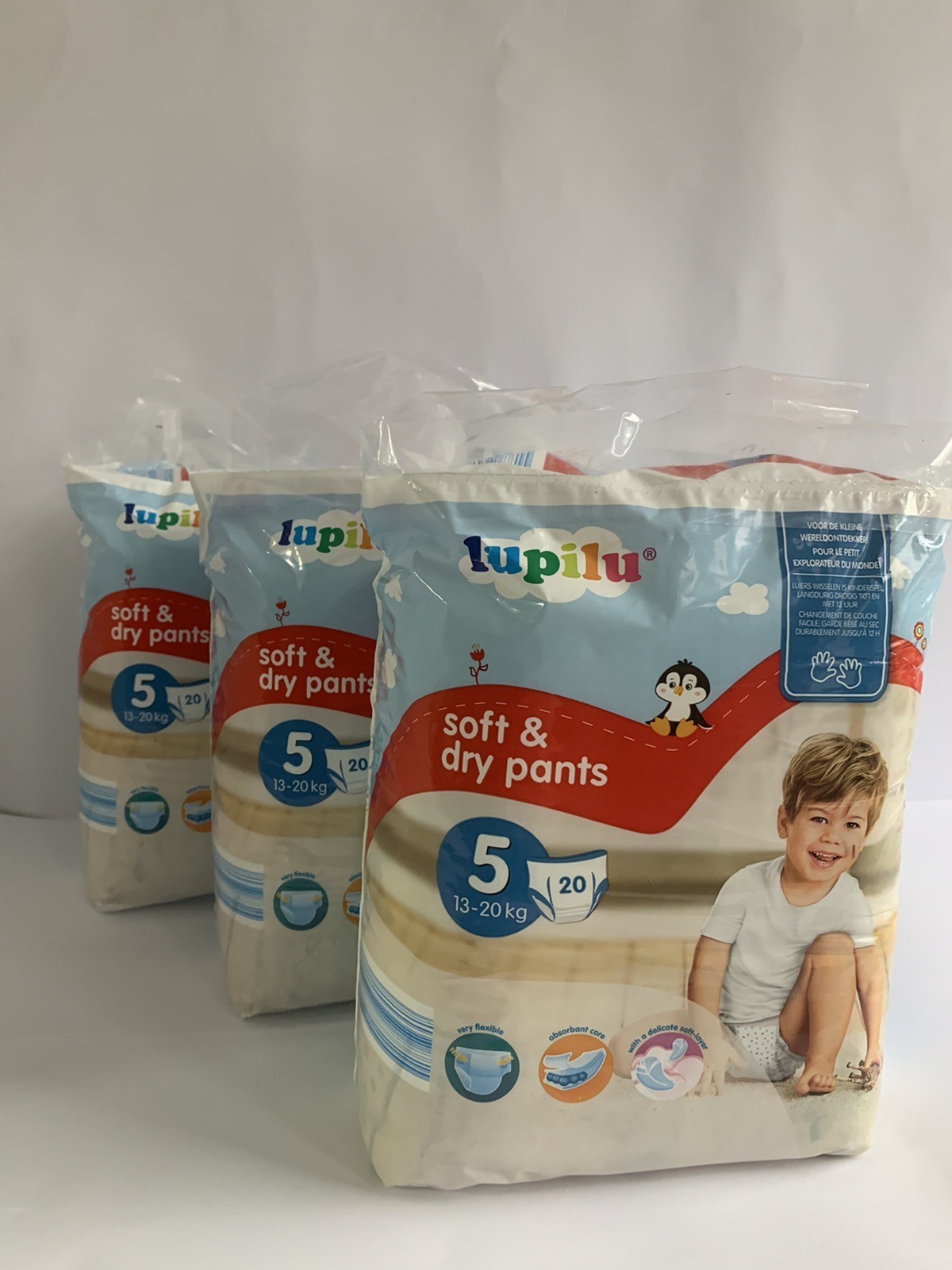 

Підгузники-трусики Lupilu soft&dry pants 5 розміру , 13-20 кг, 60 штук