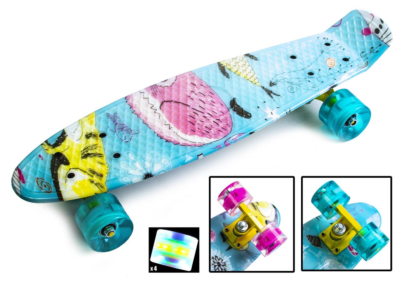 

Penny Board "Cool Cat" светящиеся колеса усиленный пени борд супер легкий