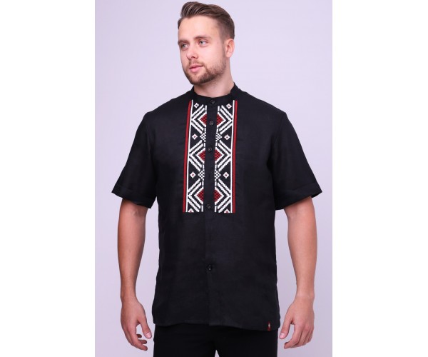 

Вишиванка Фолк мода чоловіча на короткий рукав (4003) L чорний FV-4003